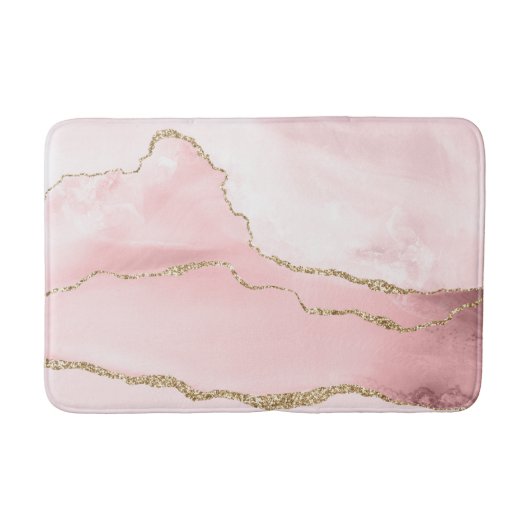 Roze Blush Agate met Gold Ribbon Elegant Badmat (Voorkant)