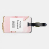 Roze Blush Agate met Gold Ribbon Elegant Bagagelabel (Achterkant horizontaal)