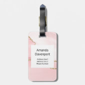 Roze Blush Agate met Gold Ribbon Elegant Bagagelabel (Achterkant verticaal)