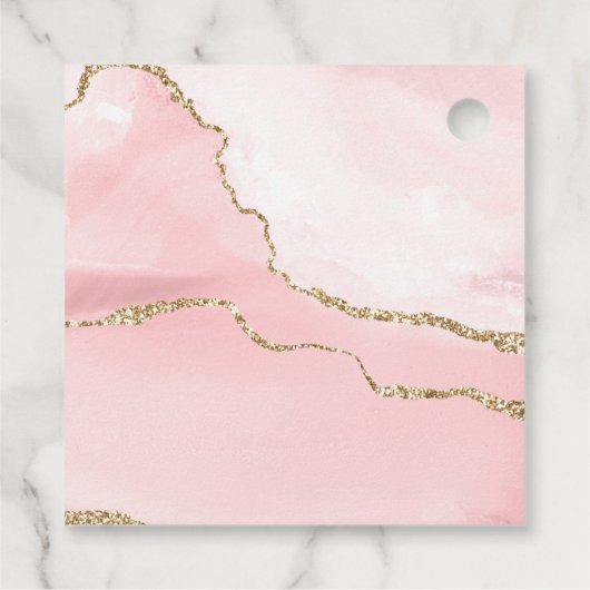 Roze Blush Agate met Gold Ribbon Elegant Bedankjes Labels (Achterkant)