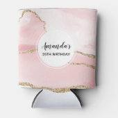Roze Blush Agate met Gold Ribbon Elegant Birthday Blikjeskoeler (Voorkant)