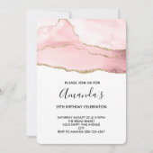 Roze Blush Agate met Gold Ribbon Elegant Birthday Kaart (Voorkant)
