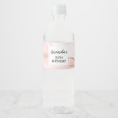 Roze Blush Agate met Gold Ribbon Elegant Birthday Waterfles Etiket (Voorkant)