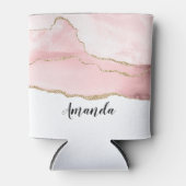 Roze Blush Agate met Gold Ribbon Elegant Blikjeskoeler (Voorkant)