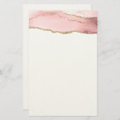 Roze Blush Agate met Gold Ribbon Elegant Briefpapier (Voorkant / Achterkant)
