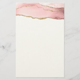 Roze Blush Agate met Gold Ribbon Elegant Briefpapier