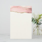 Roze Blush Agate met Gold Ribbon Elegant Briefpapier (Staand voorkant)