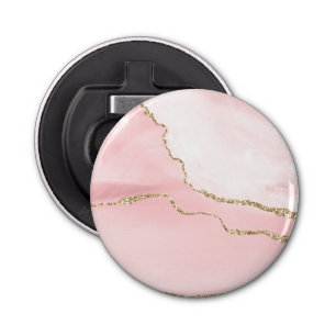 Roze Blush Agate met Gold Ribbon Elegant Button Flesopener