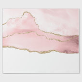 Roze Blush Agate met Gold Ribbon Elegant Cadeaupapier (Vlak)