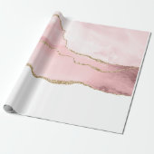 Roze Blush Agate met Gold Ribbon Elegant Cadeaupapier (Uitgerold)