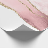 Roze Blush Agate met Gold Ribbon Elegant Cadeaupapier (Hoek)