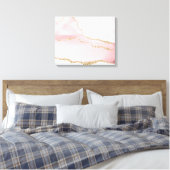 Roze Blush Agate met Gold Ribbon Elegant Canvas Afdruk (Insitu (Slaapkamer))