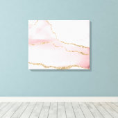 Roze Blush Agate met Gold Ribbon Elegant Canvas Afdruk (Insitu (Houten vloer))
