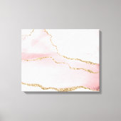 Roze Blush Agate met Gold Ribbon Elegant Canvas Afdruk (Voorkant)