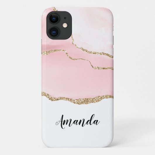 Roze Blush Agate met Gold Ribbon Elegant Case-Mate iPhone Case (Achterkant)