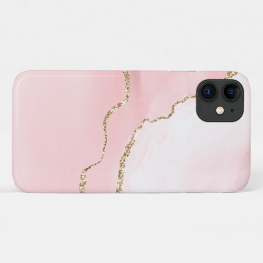Roze Blush Agate met Gold Ribbon Elegant Case-Mate iPhone Case (Achterkant (horizontaal))