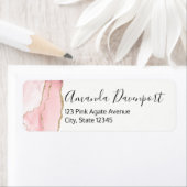 Roze Blush Agate met Gold Ribbon Elegant Etiket (Insitu)