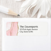 Roze Blush Agate met Gold Ribbon Elegant Etiket (Insitu)