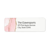 Roze Blush Agate met Gold Ribbon Elegant Etiket (Voorkant)