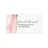 Roze Blush Agate met Gold Ribbon Elegant Etiket (Voorkant)