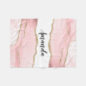 Roze Blush Agate met Gold Ribbon Elegant Fleece Deken (Voorkant (Horizontaal))