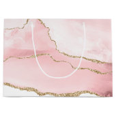 Roze Blush Agate met Gold Ribbon Elegant Groot Cadeauzakje (Voorkant)