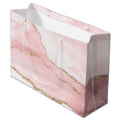 Roze Blush Agate met Gold Ribbon Elegant Groot Cadeauzakje (Voorkant Gekanteld)