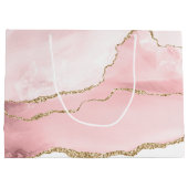 Roze Blush Agate met Gold Ribbon Elegant Groot Cadeauzakje (Achterkant)