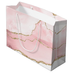 Roze Blush Agate met Gold Ribbon Elegant Groot Cadeauzakje