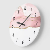 Roze Blush Agate met Gold Ribbon Elegant Grote Klok (Hoek)