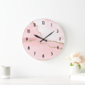 Roze Blush Agate met Gold Ribbon Elegant Grote Klok (Huis)