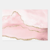Roze Blush Agate met Gold Ribbon Elegant Inpakpapier Vel (Voorkant 2)