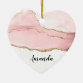 Roze Blush Agate met Gold Ribbon Elegant Keramisch Ornament (Voorkant)