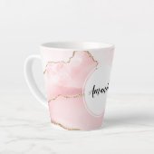 Roze Blush Agate met Gold Ribbon Elegant Latte Mok (Linkerhoek)