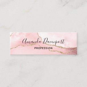 Roze Blush Agate met Gold Ribbon Elegant Mini Visitekaartje