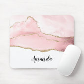 Roze Blush Agate met Gold Ribbon Elegant Muismat (Met muis)