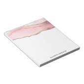 Roze Blush Agate met Gold Ribbon Elegant Notitieblok (Schuin)