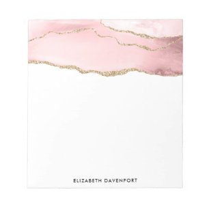 Roze Blush Agate met Gold Ribbon Elegant Notitieblok