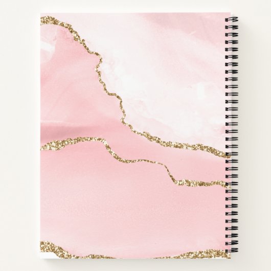 Roze Blush Agate met Gold Ribbon Elegant Notitieboek (Achterkant)