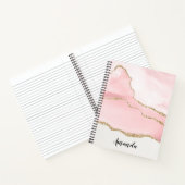 Roze Blush Agate met Gold Ribbon Elegant Notitieboek (Binnen)