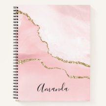 Roze Blush Agate met Gold Ribbon Elegant