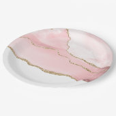 Roze Blush Agate met Gold Ribbon Elegant Papieren Bordje (Gekanteld)