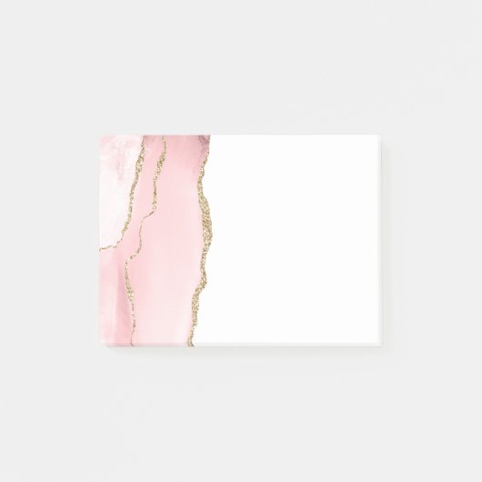 Roze Blush Agate met Gold Ribbon Elegant Post-it® Notes (Voorkant)