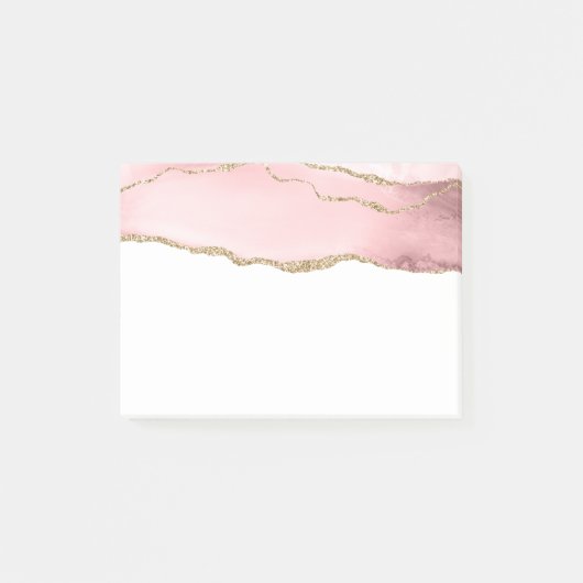 Roze Blush Agate met Gold Ribbon Elegant Post-it® Notes (Voorkant)