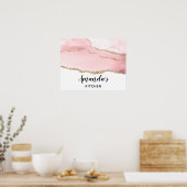Roze Blush Agate met Gold Ribbon Elegant Poster (Keuken)