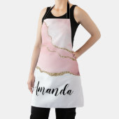 Roze Blush Agate met Gold Ribbon Elegant Schort (Insitu)