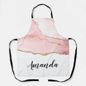 Roze Blush Agate met Gold Ribbon Elegant Schort (Voorkant)