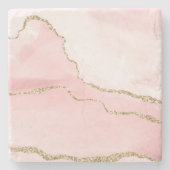 Roze Blush Agate met Gold Ribbon Elegant Stenen Onderzetter (Voorkant)