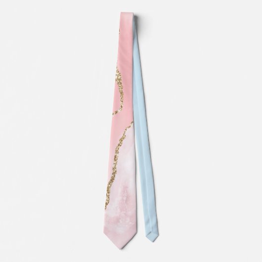 Roze Blush Agate met Gold Ribbon Elegant Stropdas (Voorkant)