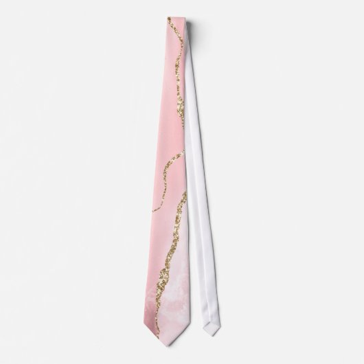 Roze Blush Agate met Gold Ribbon Elegant Stropdas (Voorkant)